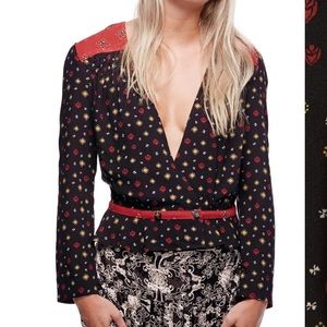 Free People Printed Surplice Top
